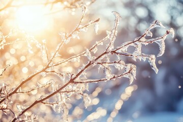 Naklejka premium Sunlight Through Icy Branches: A Winter's Tale