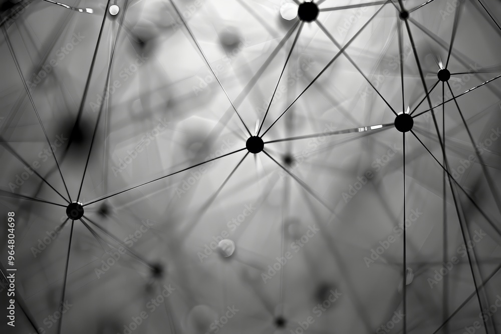 Poster intricate lines and nodes form a complex network, demonstrating the connections and interactions com