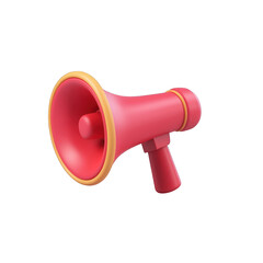 Colorful megaphone designed for announcements, events, and promotions, perfect for attention-grabbing communications. 3d render