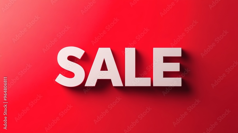 Poster sale banner on red background with 3d text
