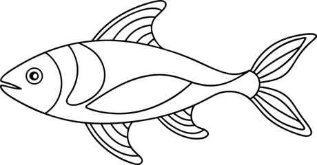 drawing fish line art vector illustration