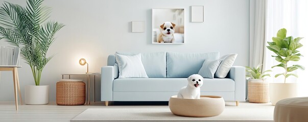 Holographic pet adoption, virtual animal displays, modern living room, digital interaction