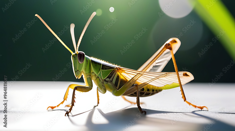 Poster grasshopper depicted style set white background svg format