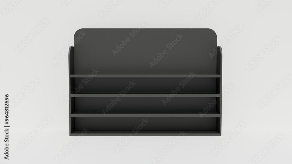 Poster empty displays with shelves products mock up on white background isolated. product display stand ill