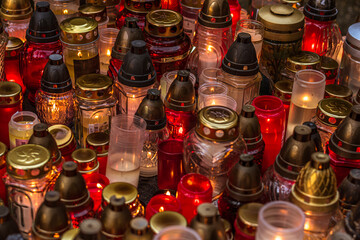 All Saints Day, cemetery during religion holiday,autumn atmosphere