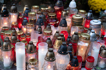 All Saints Day, cemetery during religion holiday,autumn atmosphere