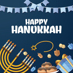 vector happy hanukkah horizontal banner