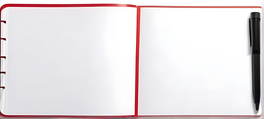 red notebook black pen isolated svg white background