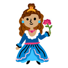 Young Magic princesses girl. Bright color vector illustration isolated on a white background