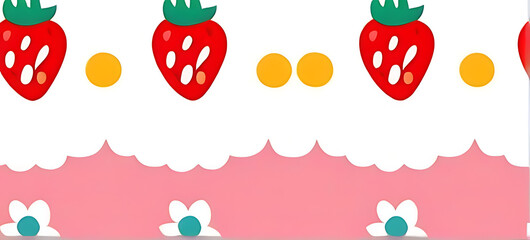 seamless pattern strawberry cake daisies illustrated vector format flat design pastel background cute vintage style