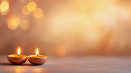 illustration of candles on a table, background for Indian Diwali festival