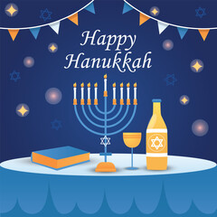 vector happy hanukkah horizontal banner