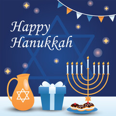 vector happy hanukkah horizontal banner