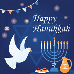 vector happy hanukkah horizontal banner