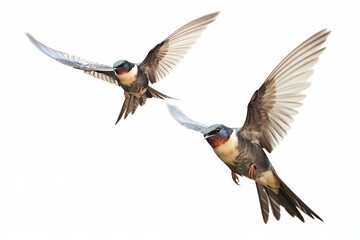 Naklejka premium flying swallows isolated on white background 