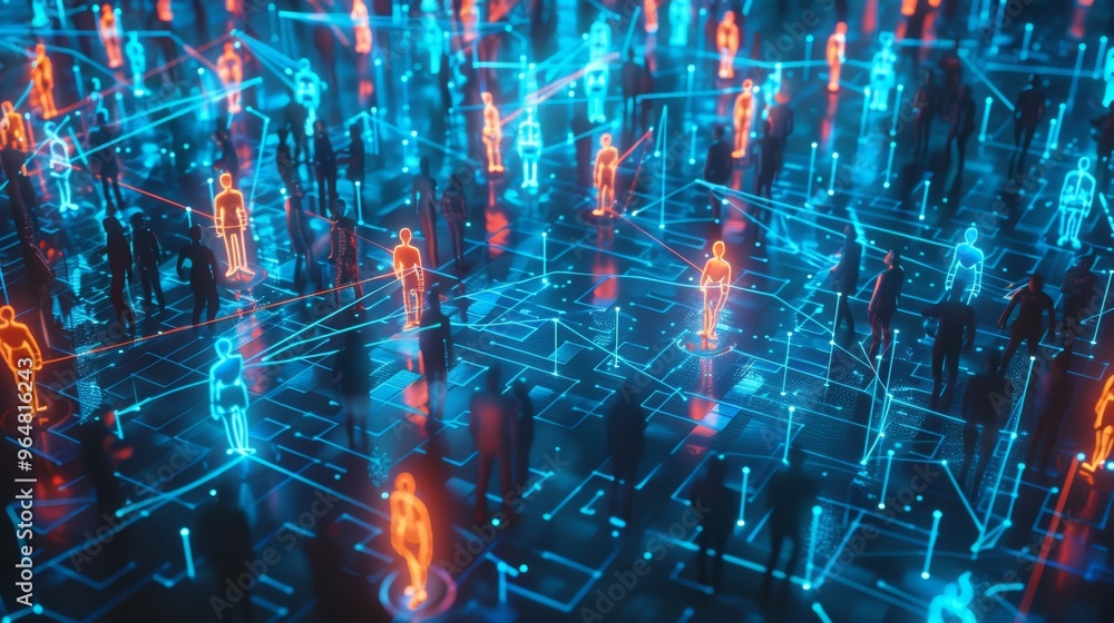 Poster visual representation of global network connections, illustrating digital data exchange and communic