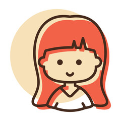 Woman girl with long straight hair vector icon