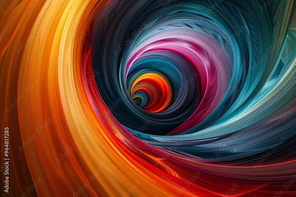 Poster a captivating display of swirling colors forms a dynamic tunnel, blending hues of orange, red, blue,