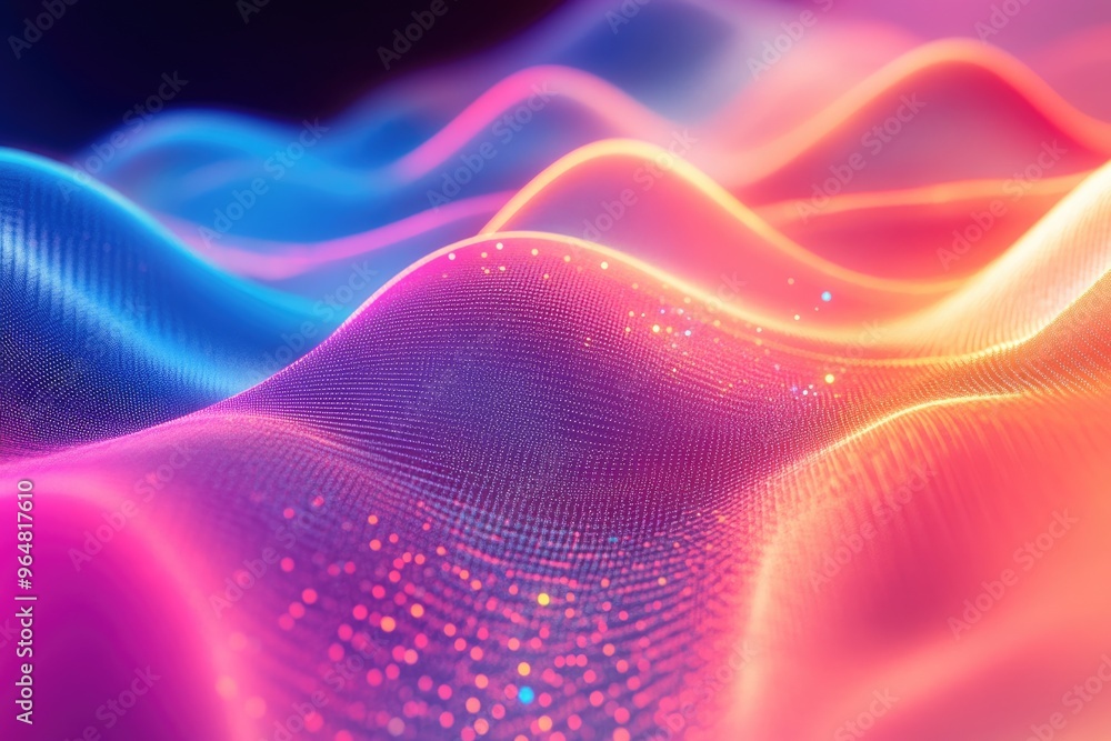 Poster abstract digital wave art with colorful spectrum and modern design