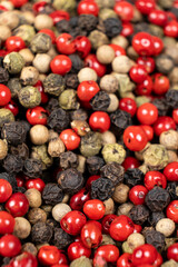 Background of a mix of colorful peppercorns