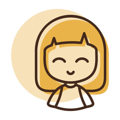 Beautiful young woman with square hairstyle icon