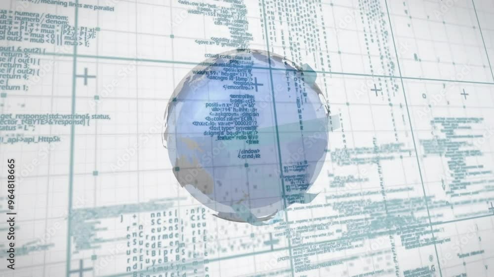 Poster animation of data processing over globe and network of connections