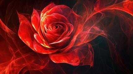 Naklejka premium Rose Splash Fantasy: Red Swirls in Abstract Fractal Design