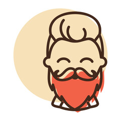 Bearded man's face vector icon. Hipster character