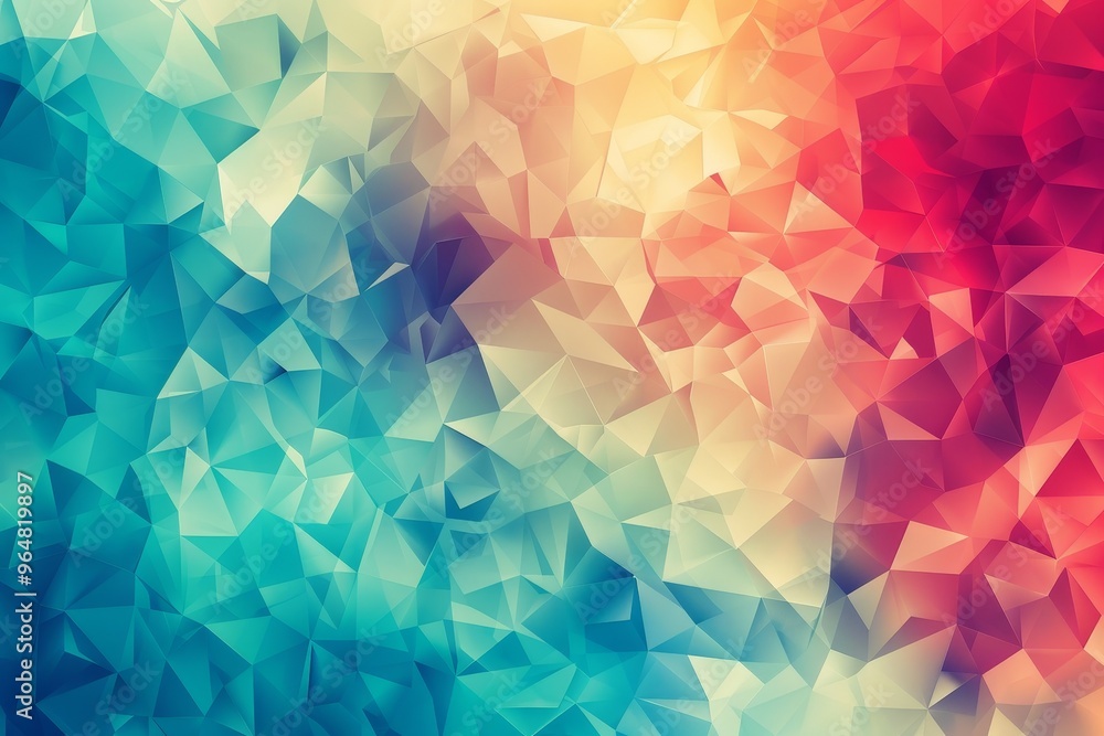 Poster a vibrant abstract pattern features a dynamic blend of blue, orange, and red colors, showcasing geom