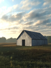 A serene rural barn at sunset, perfect for countryside-themed designs, agricultural events, and autumn celebrations.