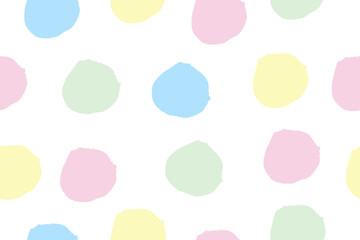 Seamless pattern with hand drawn polka dots. Pastel colored vector background with circles 