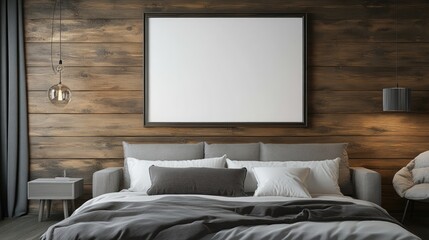 Modern Bedroom Interior with Sofa and Stylish Wall Poster