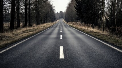 Obraz premium Empty Road Through Forest