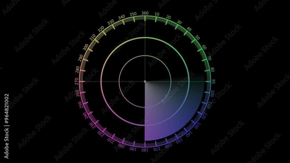 Poster dark whit radar navigation is looking for objects. simple radar scanning with black background. sign