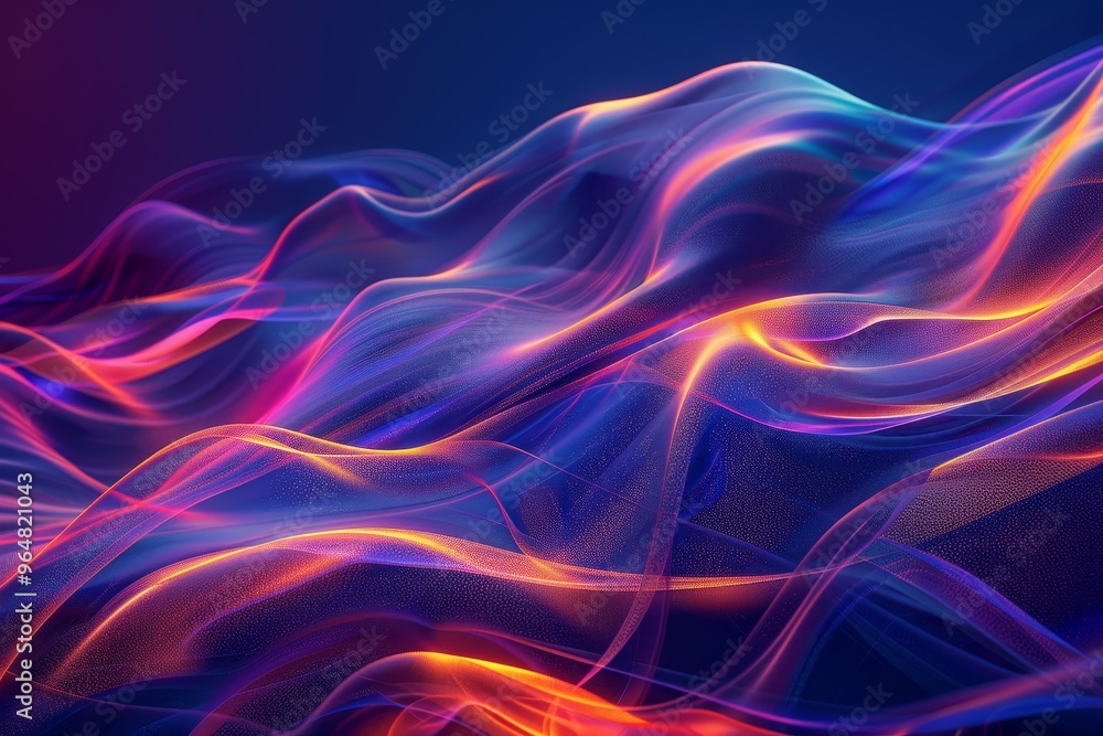 Poster soft waves of vibrant colors blend seamlessly against a dark background, creating an abstract visual