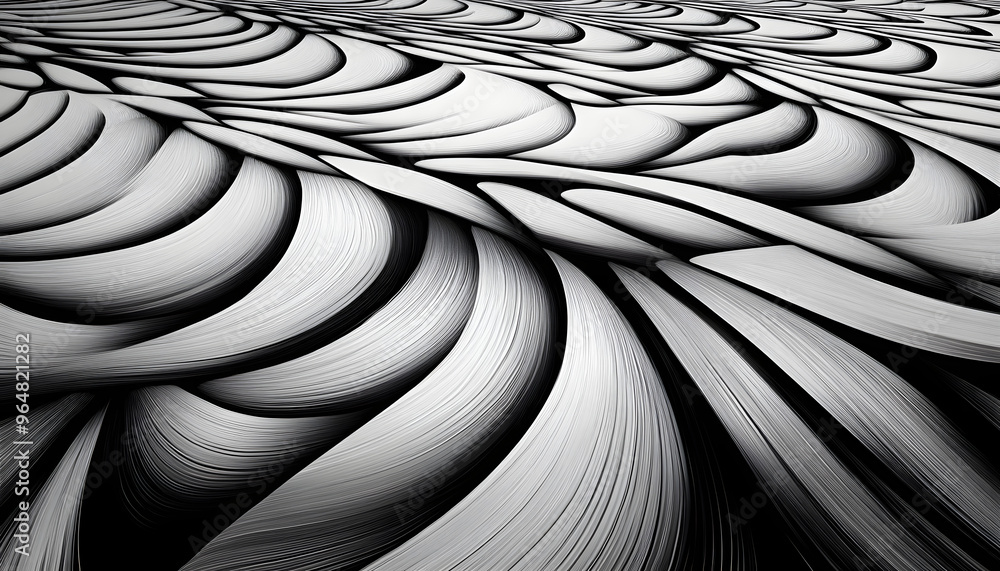 Wall mural black and white pattern with the illusion of movement objects
