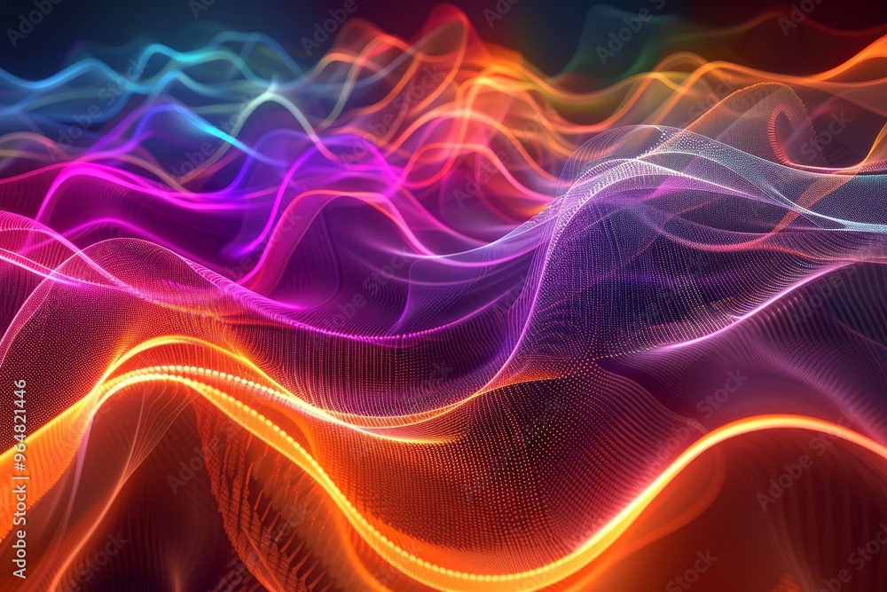 Poster dynamic waves of neon colors create a mesmerizing abstract display, showcasing the beauty of light a