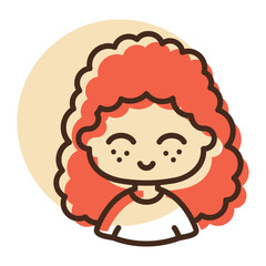 Woman girl with curly hairstyle vector icon