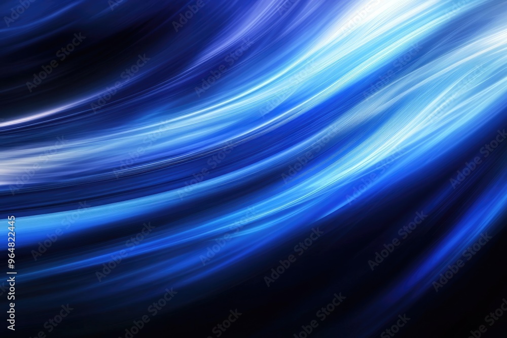 Poster abstract blue wave art with dynamic flowing stripes pattern