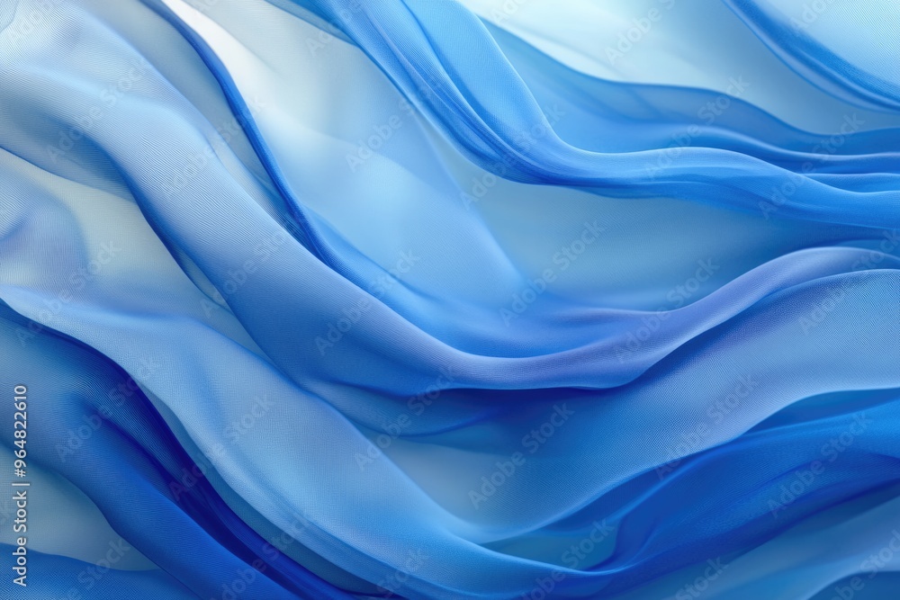 Poster blue elegance: abstract art in wave pattern with gradient colors