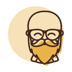Bald beard man in glasses vector icon