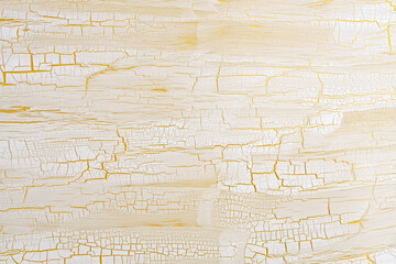 Craquelure scratch crack relief texture painting stucco wall background. White beige, yellow color.