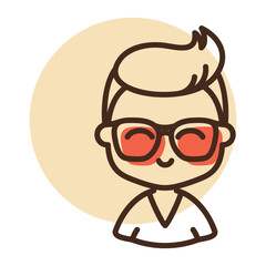 Man character face avatar in glasses vector icon
