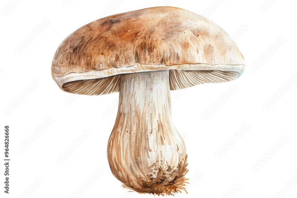 Poster a colorful mushroom illustration on a clean white surface, perfect for design and editorial uses