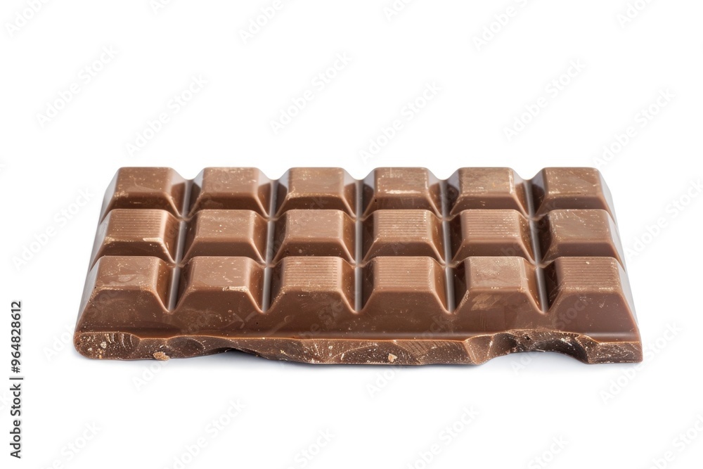 Poster a close-up view of a chocolate bar on a white background