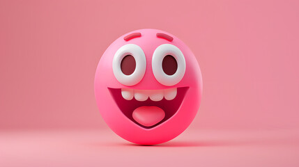 Joyful eyes and mouth emoji expression on pink background
