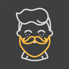 Bearded man's face vector icon. Hipster character