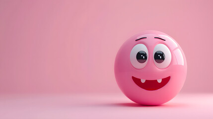 Joyful eyes and mouth emoji expression on pink background