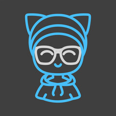 Girl with glasses and ears vector icon