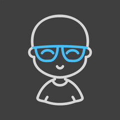 Portrait of a young bald man in stylish glasses